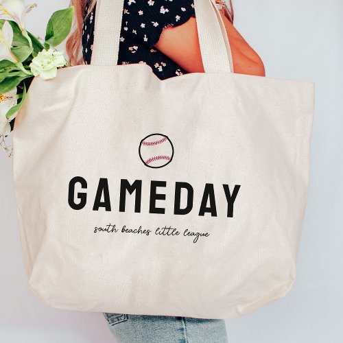 Gameday Custom Baseball League Name Large Tote Bag