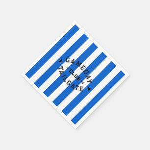 Gameday Tailgate Club Blue Stripe Custom Party Napkins