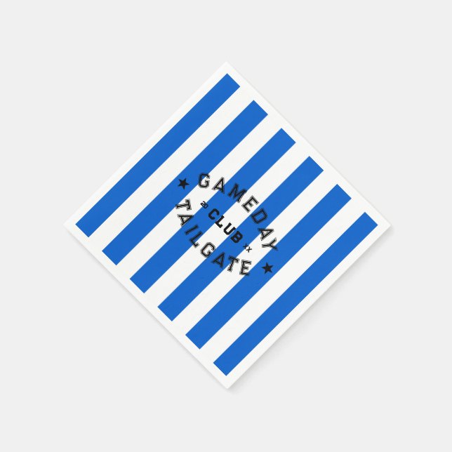 Gameday Tailgate Club Blue Stripe Custom Party Napkins (Corner)