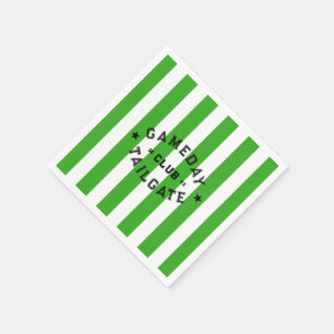 Gameday Tailgate Club Green Stripe Custom Party Napkins