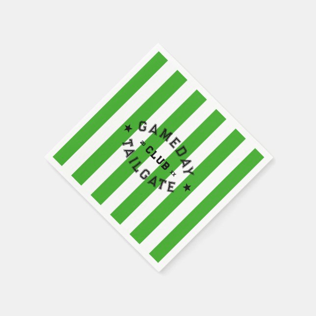 Gameday Tailgate Club Green Stripe Custom Party Napkins (Corner)