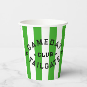 Gameday Tailgate Club Green Stripe Custom Party Paper Cups