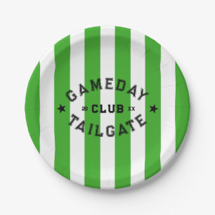 Gameday Tailgate Club Green Stripe Custom Party Paper Plates