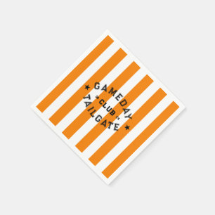 Gameday Tailgate Club Orange Stripe Custom Party Napkins