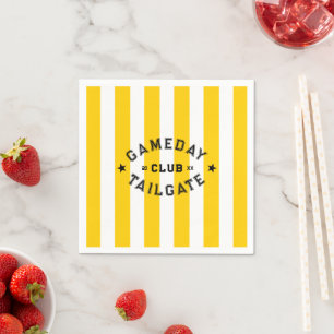 Gameday Tailgate Club Yellow Stripe Custom Party Napkins