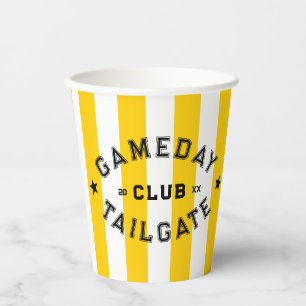 Gameday Tailgate Club Yellow Stripe Custom Party Paper Cups