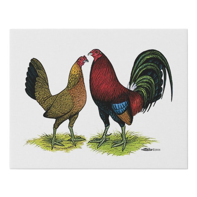 Gamefowl Pair Faux Canvas Print (Front)