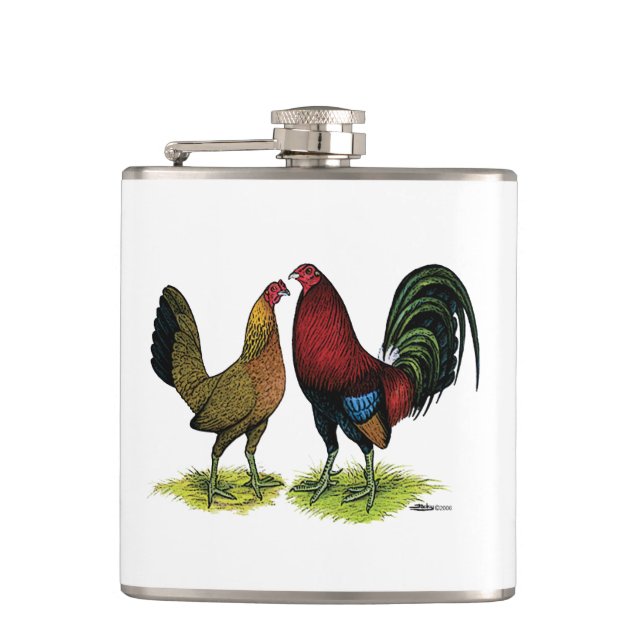 Gamefowl Pair Flask (Front)