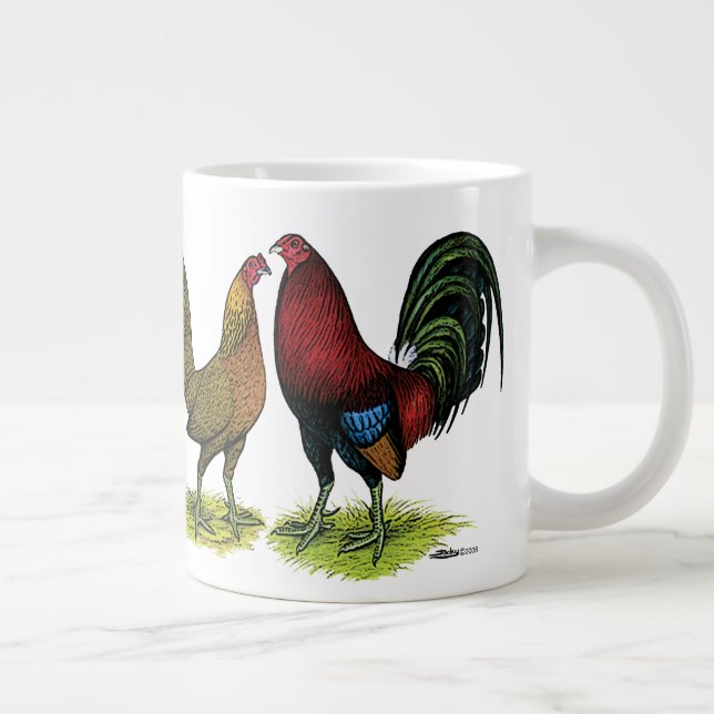 Gamefowl Pair Giant Coffee Mug (Right)