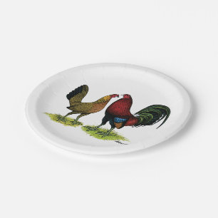 Gamefowl Pair Paper Plates