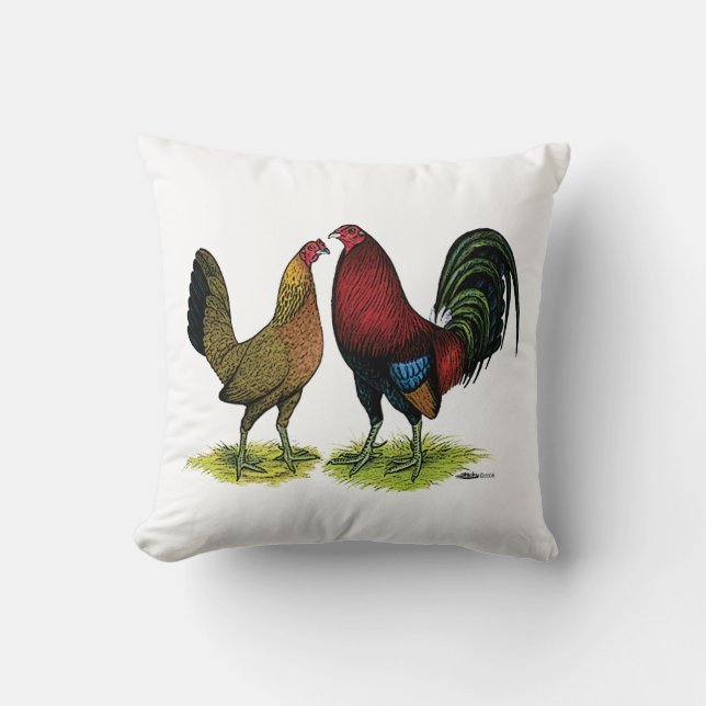 Gamefowl Pair Throw Pillow (Front)
