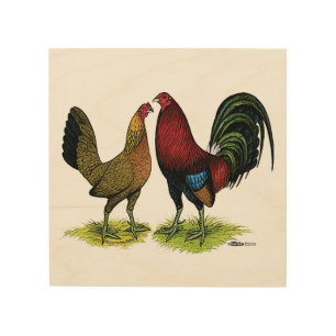 Gamefowl Pair Wood Wall Art