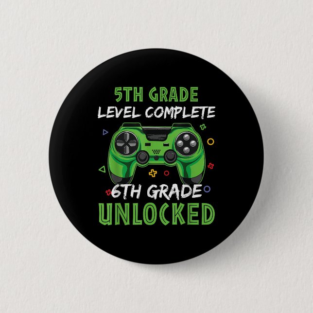 Gamepad 6th Grade Unlocked Gift For 5th Level Kids Button (Front)