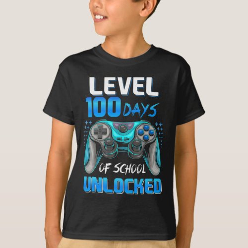 Gamer 100th Day Of School Level 100 Days Unlocked  T_Shirt