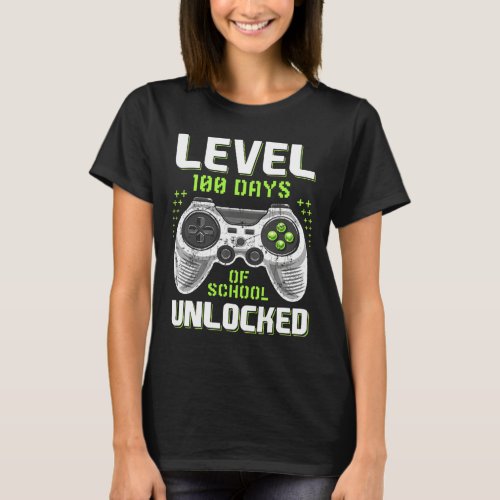 Gamer 100th Day Of School Level 100 Days Unlocked  T_Shirt