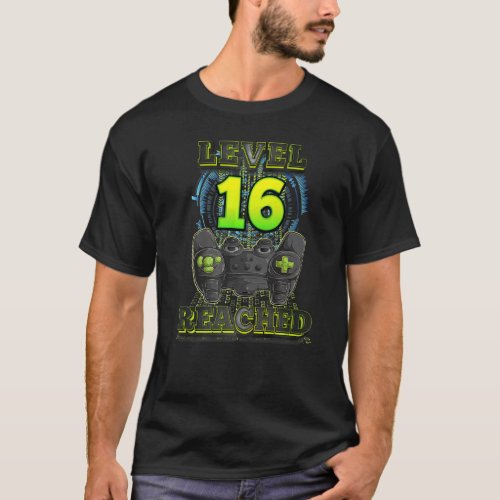 Gamer 16th Birthday Level 16 Reached Gaming Men Wo T_Shirt