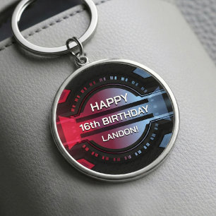 Gamer 16th Happy Birthday New Driver Keychain