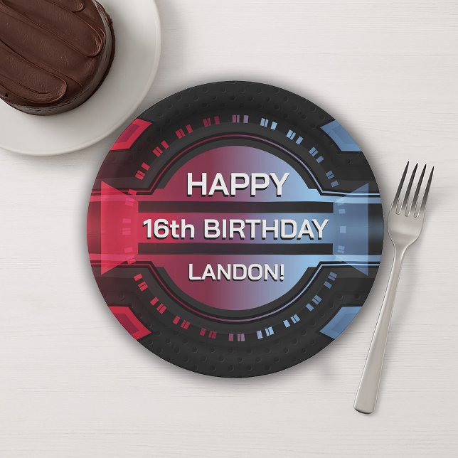 Gamer 16th Happy Birthday Paper Plate (Gamer 16th Happy Birthday Paper Plate)