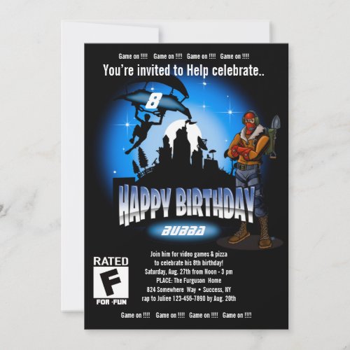 Gamer 2 birthday _customizable  invitation
