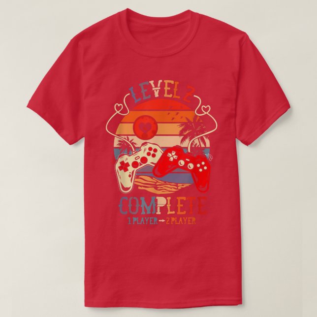 Gamer 2nd Wedding Anniversary Level 2 Complete Gam T-Shirt (Design Front)