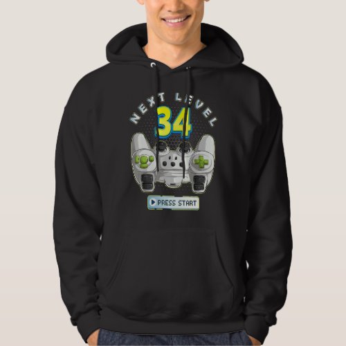 Gamer 34th Birthday Next Level 34 Game Controller  Hoodie