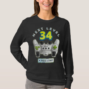 Gamer 34th Birthday Next Level 34 Game Controller  T-Shirt