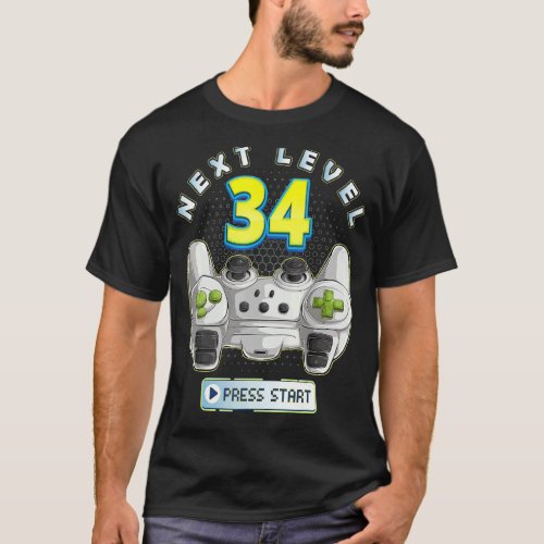 Gamer 34th Birthday Next Level 34 Game Controller  T_Shirt