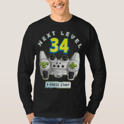 Gamer 34th Birthday Next Level 34 Game Controller  T_Shirt