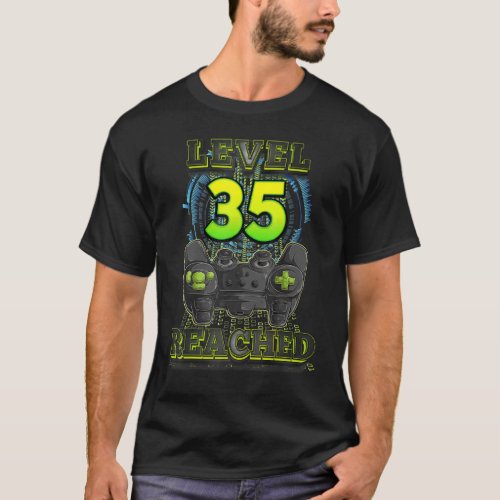 Gamer 35th Birthday Level 35 Reached Gaming Men Wo T_Shirt