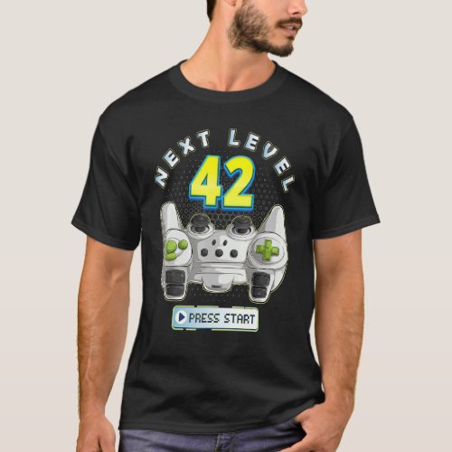 Gamer 42th Birthday Next Level 42 Game Controller  T_Shirt