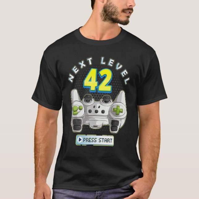 Gamer 42th Birthday Next Level 42 Game Controller  T-Shirt (Front)