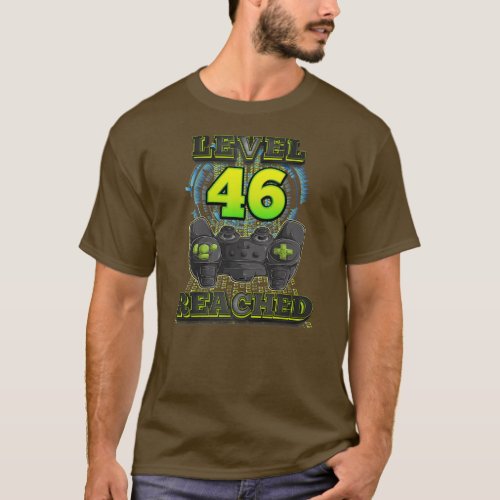 Gamer 46th Birthday Level 46 Reached Gaming Men T_Shirt