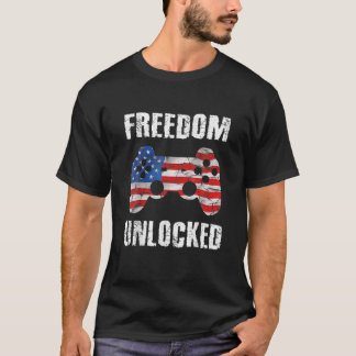 Gamer 4Th Of July Freedom Unlocked Video Games Boy T-Shirt
