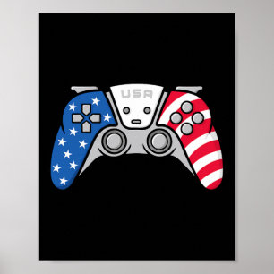 Gamer 4th Of July Gamepad Video Game Usa American Poster