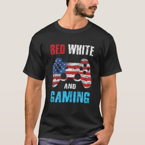 Gamer 4th Of July Red White Gaming Video Game Boys T_Shirt