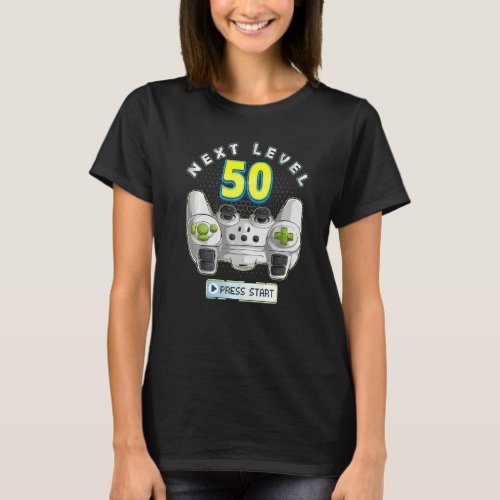 Gamer 50th Birthday Next Level 50 Game Controller  T_Shirt