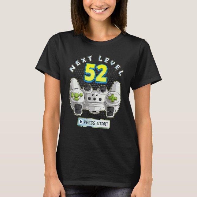 Gamer 52th Birthday Next Level 52 Game Controller  T-Shirt (Front)