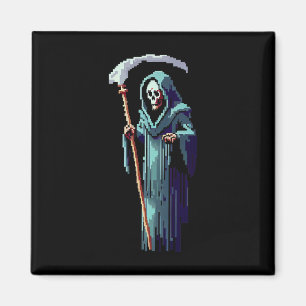 Gamer 8 Bit Pixel Art Video Game Grim Reaper Of De Magnet