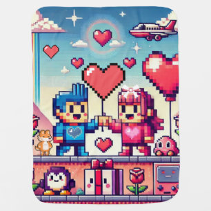 Gamer 8 bit Valentine's Day Baby Blanket