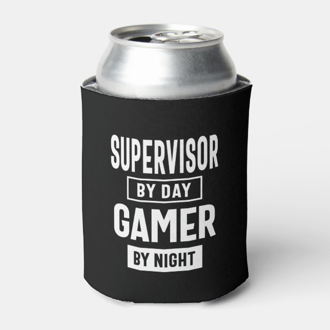 Gamer and Supervisor Job Title Gift Can Cooler (Can Front)