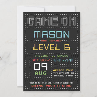 Gamer Arcade Video Game Birthday Party Invitation