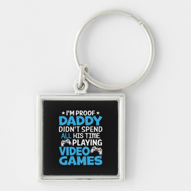 Gamer Art All My Daddy Time Playing Games Keychain (Front)
