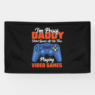 Gamer Art Daddy Time Playing Video Games Banner