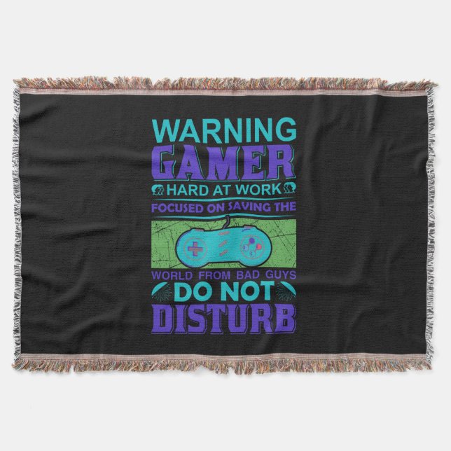 Gamer Art Gamer Hard At Work Throw Blanket (Front)