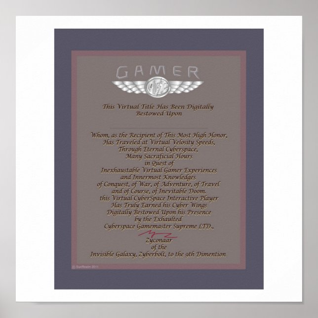 GAMER AWARD POSTER (Front)