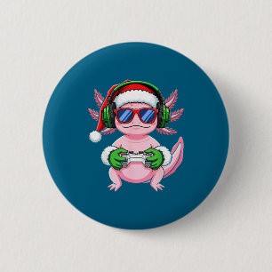 Gamer Axolotl Christmas Shirt Funny Video Game San Button