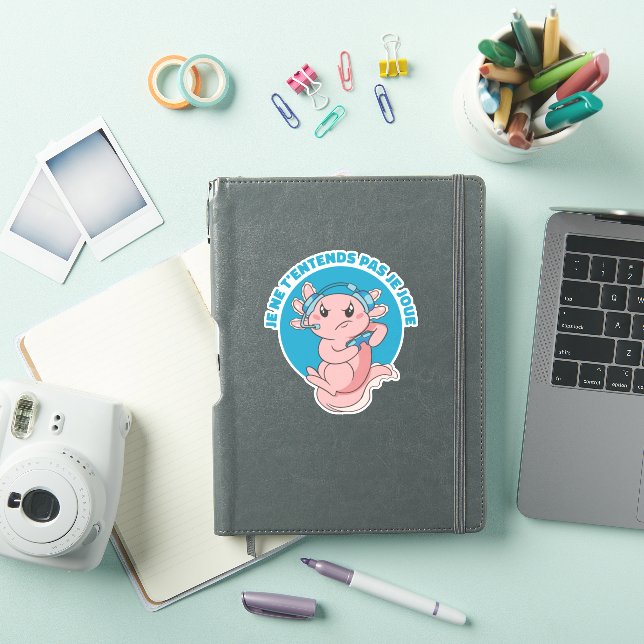 GAMER AXOLOTL JE NE T'ENTENDS PAS JE JOUE  STICKER (iPad Cover)