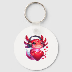 Gamer Axolotl Valentine Video Games Boys Kids Funn Keychain