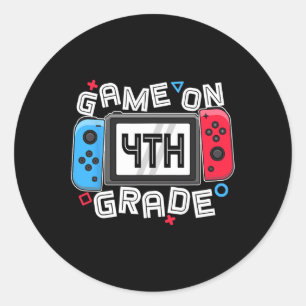 Gamer Back To School Fun Game On 4th Grade Kids Bo Classic Round Sticker