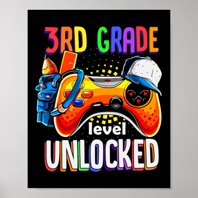 Gamer Back To School Gamepad 3rd Third Grade Level Poster (Front)